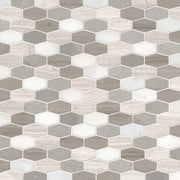 Bellagio Blend Elongated Hexagon Misc. Honed 0.38 Inch Marble Mosaic Tile