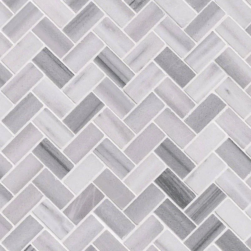 Bergamo Herringbone 1x2 Polished 0.38 Inch Marble Mosaic Tile