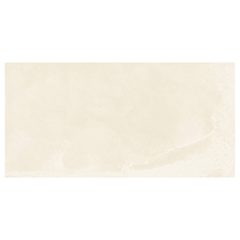 Single Berlin Bone 17.7x35.4 matte ceramic tile in a warm ivory tone with subtle stone-like texture on a white background.