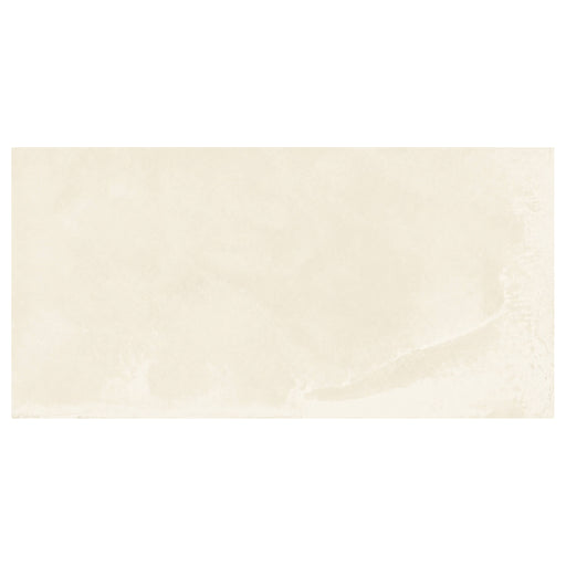 Single Berlin Bone 17.7x35.4 matte ceramic tile in a warm ivory tone with subtle stone-like texture on a white background.