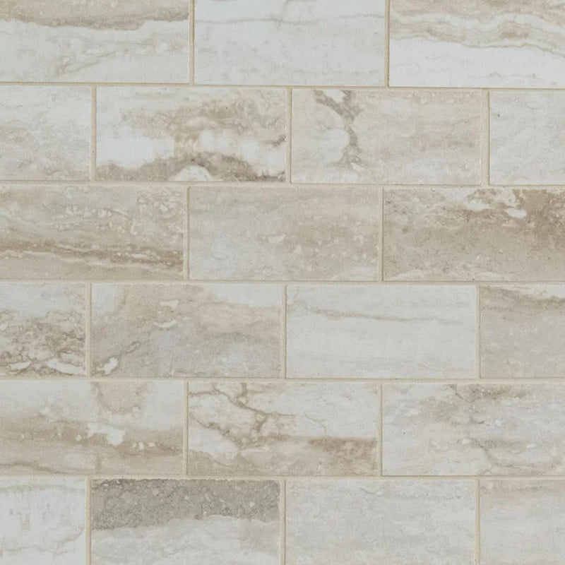 Bernini Bianco 2x4 Polished Porcelain Marble Look Mosaic Tile
