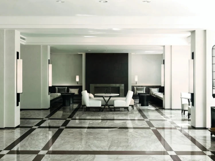 Bianchi Calacatta 32x71 Polished Marble Look Porcelain Tile