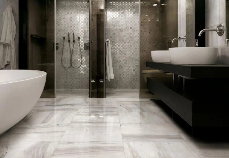 Bianchi Palissandro 32x32 Polished Marble Look Porcelain Tile