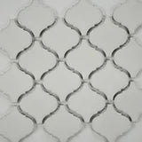 Bianco Arabesque Pattern Glossy 0.24 Inch Porcelain Mosaic Tile