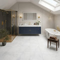 Bianco Carrara 12x12 Honed Marble Tile — Bathroom floor