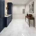 Bianco Carrara 12x12 Polished Marble Tile — Basement floor