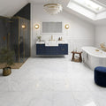 Bianco Carrara 12x12 Polished Marble Tile — Bathroom floor