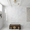 Bianco Carrara 12x12 Polished Marble Tile — Hallway floor