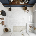 Bianco Carrara 12x12 Polished Marble Tile — Mudroom floor
