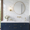 Bianco Carrara 12x24 Polished Marble Tile — Bathroom vanity wall