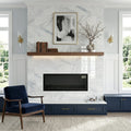 Bianco Carrara 12x24 Polished Marble Tile — Living Room fireplace surround