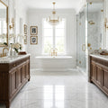 Bianco Carrara 12x24 Polished Marble Tile — Primary Bath floor