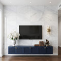 Bianco Carrara 24x48 Polished Marble Tile — Living Room feature wall