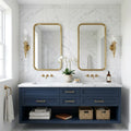 Bianco Carrara Honed 24x48 Marble Tile — Bathroom vanity wall