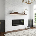 Bianco Carrara Honed 24x48 Marble Tile — Living Room fireplace surround