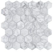 Bianco Carrara 2x2 Hexagon Honed Mesh Marble Mosaic