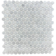 Bianco Carrara Penny Round Polished Marble Mosaic