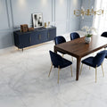 Bianco Congelato Marble 18x18 Leathered Dolomite Tile — Dining Room floor