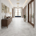 Bianco Congelato Marble 18x18 Leathered Dolomite Tile — Hallway floor
