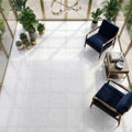 Bianco Congelato Marble 18x18 Leathered Dolomite Tile — Sunroom floor