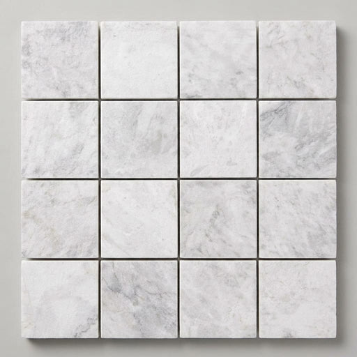 Bianco Congelato Marble 2x2 Leathered Dolomite Mosaic close-up