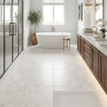 Bianco Congelato Marble 24x24 Leathered Dolomite Tile — Primary Bath floor