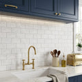 Bianco Congelato Marble 3x6 Leathered Dolomite Tile — Kitchen backsplash