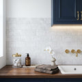Bianco Congelato Marble 3x6 Leathered Dolomite Tile — Laundry Room backsplash