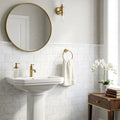 Bianco Congelato Marble 3x6 Leathered Dolomite Tile — Powder Room wainscot