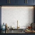 Bianco Congelato Marble 3x6 Leathered Dolomite Tile — Wet Bar backsplash