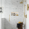 Bianco Congelato Marble 4x12 Leathered Dolomite Tile — Bathroom shower wall