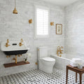 Bianco Congelato Marble 4x12 Leathered Dolomite Tile — Bathroom wall