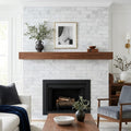 Bianco Congelato Marble 4x12 Leathered Dolomite Tile — Living Room fireplace surround