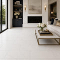Bianco Dolomite 12x24 Honed Marble Tile — Living Room floor