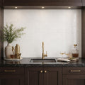 Bianco Dolomite 3x6 Polished Marble Subway Tile — Wet Bar backsplash
