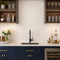 Bianco Dolomite 4x12 Polished Marble Subway Tile — Wet Bar backsplash