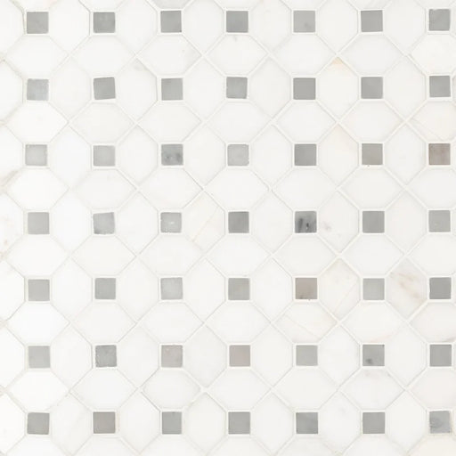 Bianco Dolomite Dotty Polished Marble Mosaic Tile