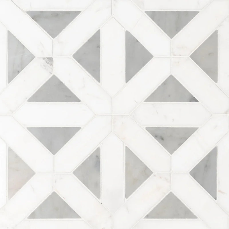 Bianco Dolomite Geometrica Polished Marble Mosaic Tile