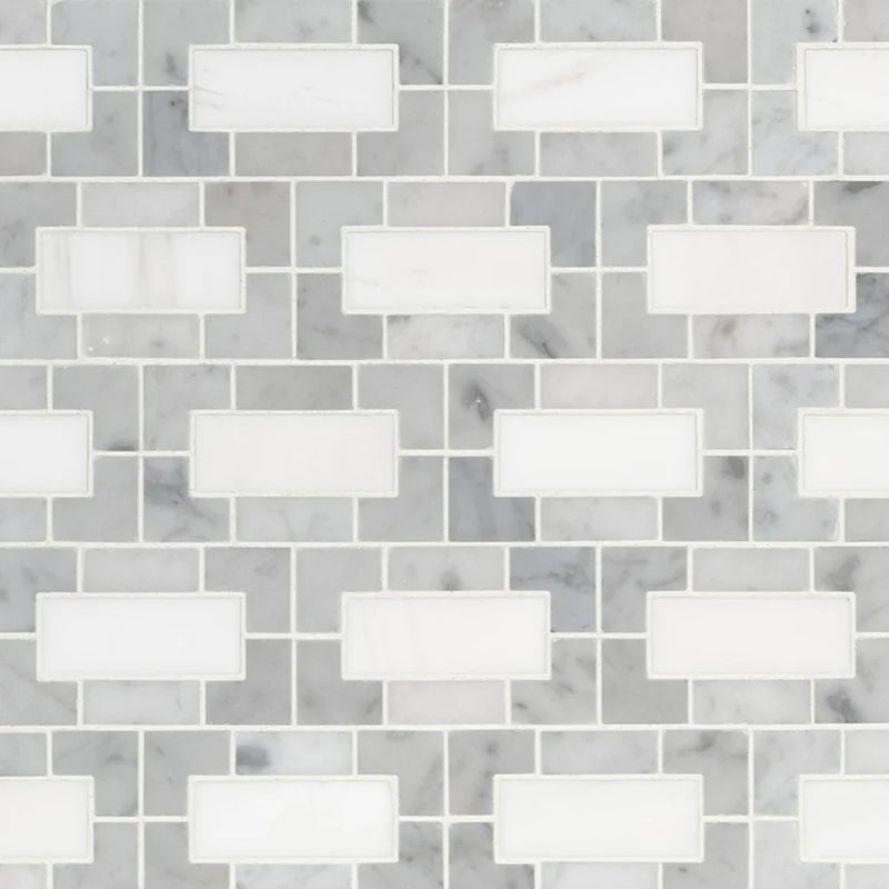 Bianco Dolomite Lynx Polished Marble Mosaic Tile
