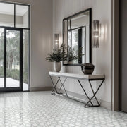 Bianco Gridwork Polished Pattern Marble Mosaic Tile