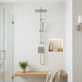 Bianco Dolomiti (White Dolomite) 1x2 Honed Herringbone Mosaic — Bathroom shower wall