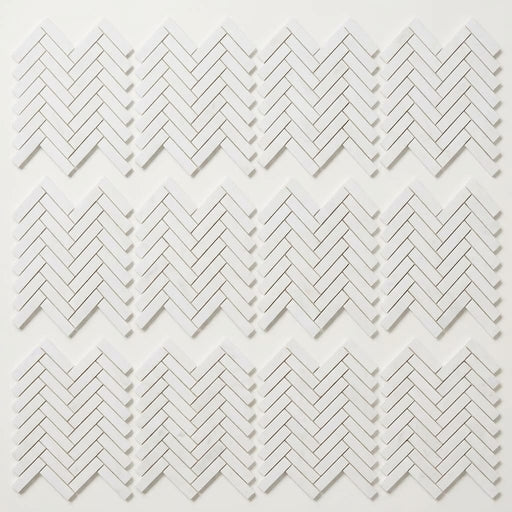 Bianco Dolomiti (White Dolomite) 1x4 Honed Herringbone Mosaic close-up