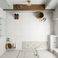 Bianco Dolomiti (White Dolomite) 12x12 Honed Tile — Mudroom floor