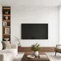 Bianco Dolomiti (White Dolomite) 12x24 Honed Tile — Living Room feature wall