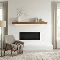 Bianco Dolomiti (White Dolomite) 12x24 Honed Tile — Living Room fireplace surround