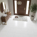 Bianco Dolomiti (White Dolomite) 18x18 Honed Tile — Foyer floor