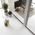 Bianco Dolomiti (White Dolomite) 18x36 Honed Tile — Living Room floor