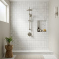 Bianco Dolomiti (White Dolomite) 2x2 Honed Mosaic — Bathroom shower wall