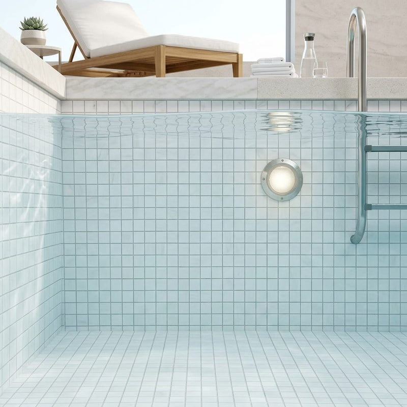 Bianco Dolomiti (White Dolomite) 2x2 Honed Mosaic — Swimming Pool pool interior tiling
