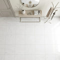 Bianco Dolomiti (White Dolomite) 24x24 Honed Tile — Foyer floor